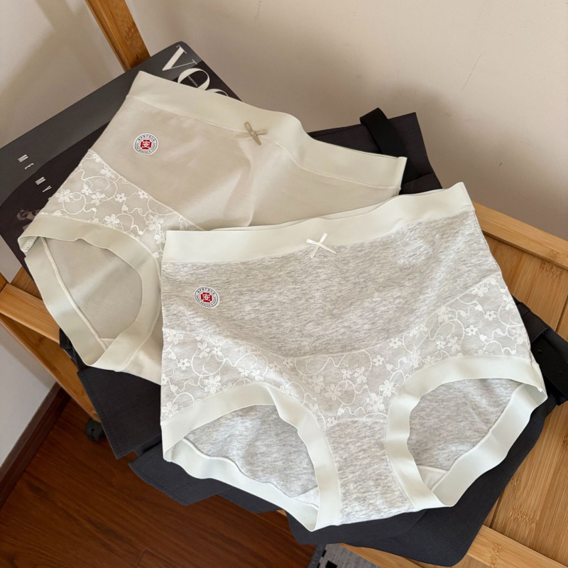 Donje rublje za trudnice, visok struk, pamuk, prozračan antibakterijski predeo s čipkom, podrška za trbuh