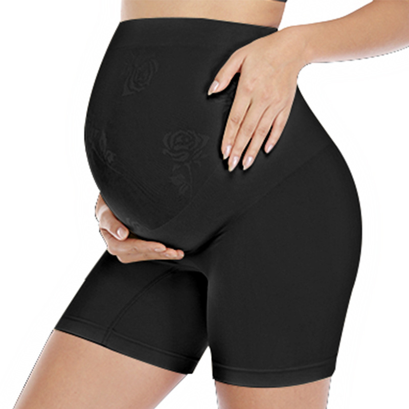 Bešavne trudničke šorceve s visokim strukom, prozračni najlon, podpora trbuha (80–90% najlona)