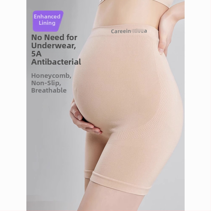 Trudničke sigurnosne šortse s podrškom za trbuh, visokim strukom, bezšivne, prozračne najlonsko pletivo, protiv propuštanja, antibakterijsko