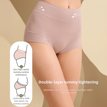 Moteriški aukštos juosmens boxeriai pilvo palaikymui — Xinjiang ilgasis pluoštas, megztos medžiagos, 60s, pagrindinė medvilnė 90–95%, tarpvietės sluoksnis iš viskozės