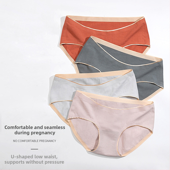 Rasedate naise aluspüksid grafeen antibakteriaalse intiimpiirkonnaga, madal vöökoht, kõhu tugi, 90–95% puuvill