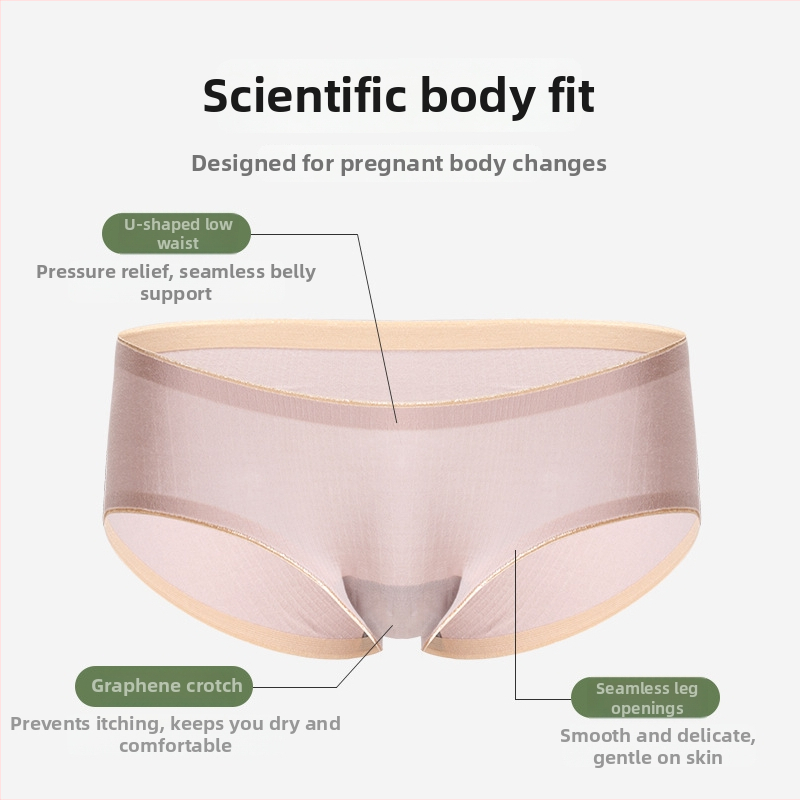 Rasedate naise aluspüksid grafeen antibakteriaalse intiimpiirkonnaga, madal vöökoht, kõhu tugi, 90–95% puuvill