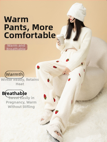 Rasedate pajama püksid – fleecevoodriga, talveks, vaba lõige, reguleeritav vöökoht (Polüester >95%)