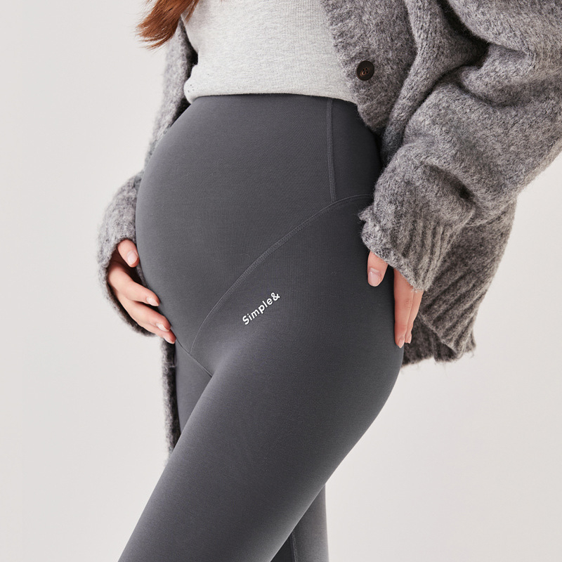 Trudničke legice s flis podstavom, iznimno debele, mješavina nylon-spandeksa, podrška trbuhu, pune dužine, tijesan kroj
