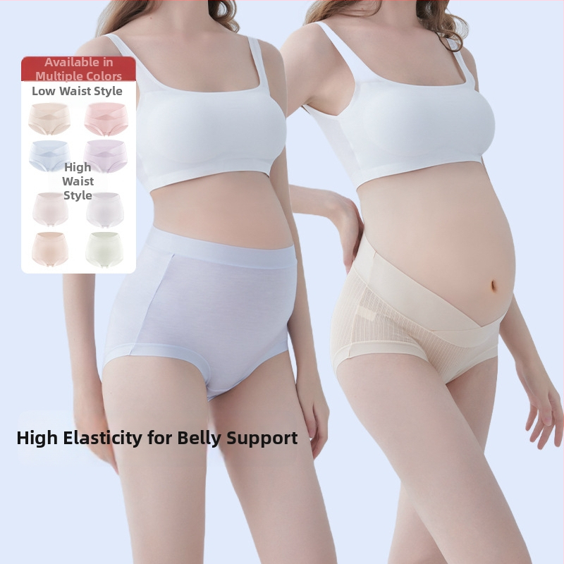 Nėščiųjų apatiniai iš modal audinio, medvilninė įdaila tarp kirkšnių, pilvo palaikymas, ribinis mezgimas, žemas juosmuo