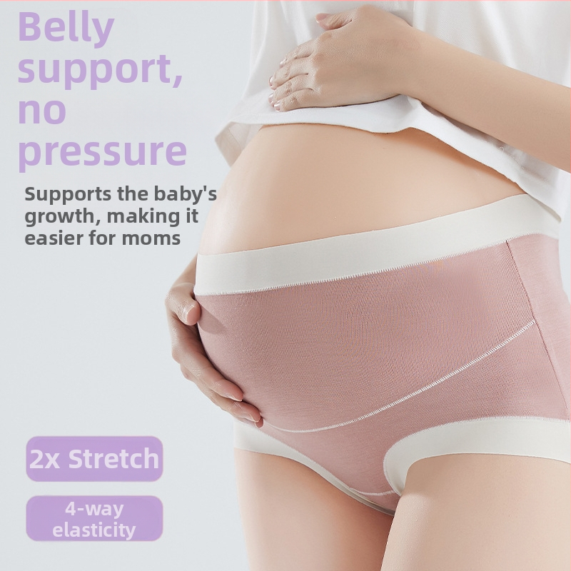 Modaliniai nėščiųjų apatiniai su medvilnine įduba intymiai zonai, aukštas liemuo, antibakteriniai, kvėpuojantys, greitai džiūstantys