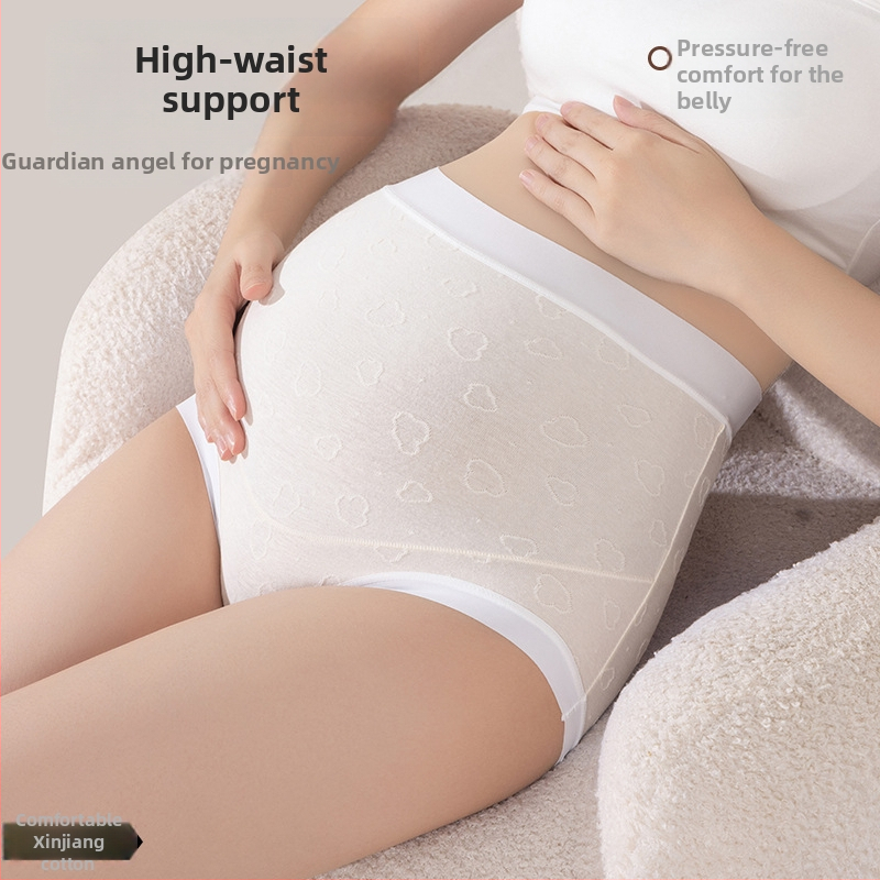 Nėščiųjų apatinių drabužių jacquard medvilnė, aukštas liemuo, pilvo parama, 100% medvilnė intarpas kirkšnyje, visoms sezonoms