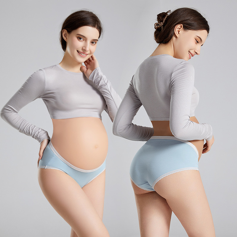 Nėščiosioms kelnaitės su žemu juosmeniu, pilvo palaikymas, kvėpuojančios, be siūlių, medvilnė