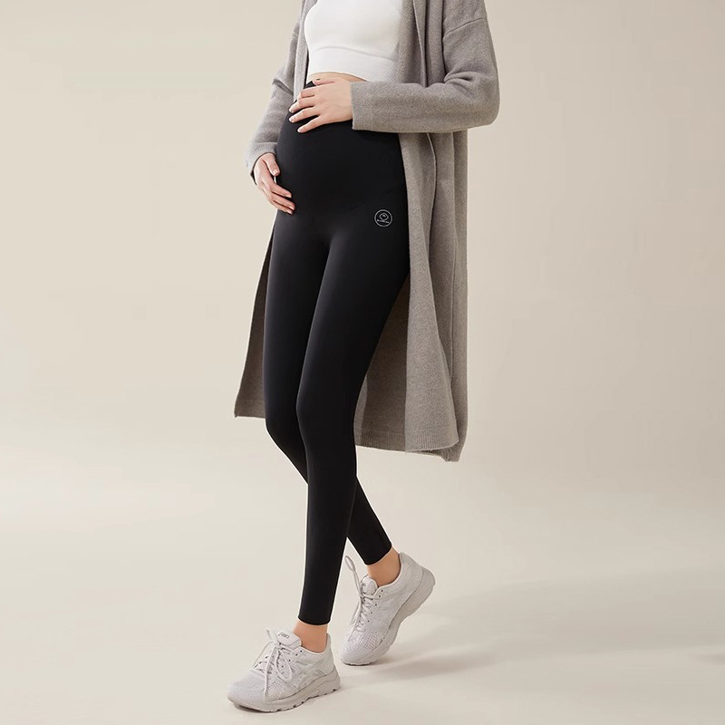 Nėščiųjų jogos kelnės su fliso pamušalu, storos rudens–žiemos sezonui, pilvo palaikymas ir klubų pakėlimas, siauras kirpimas, poliesterio ir elastano audinys