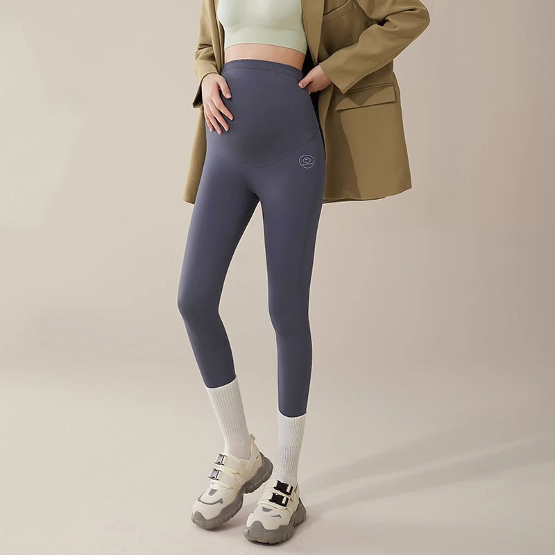 Nėščiųjų jogos kelnės su fliso pamušalu, storos rudens–žiemos sezonui, pilvo palaikymas ir klubų pakėlimas, siauras kirpimas, poliesterio ir elastano audinys