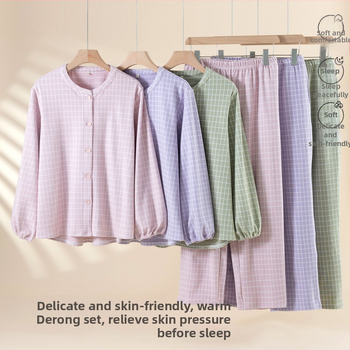 Naiste pidžaama komplekt fleece voodriga, 90–95% polüester, keskmise paksusega 181–200 g/m², ümmargune kaelus, pikad varrukad, püksid, jaapani stiil, Cottononi