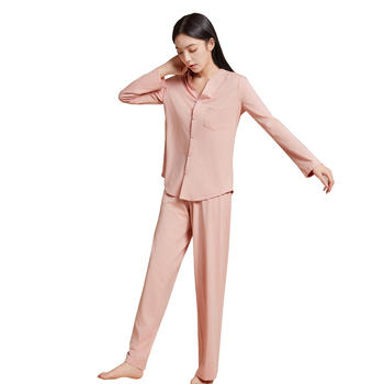 Pajamas iz Lyocella, pulover s ovratnikom tipa lapel, dugi rukavi, antibakterijski, prozračni, udobni za kućnu upotrebu, srednja težina 181–200 g/m2