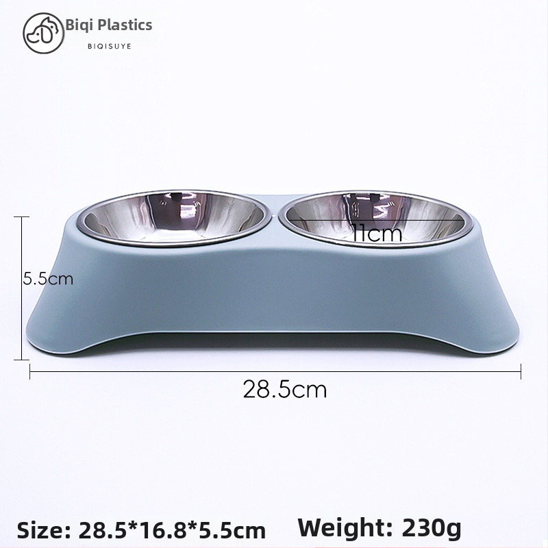 Dvigubas dubuo lemmikliams iš nerūdijančio plieno, integruotas dizainas, nepralaidus, tinka katėms ir šunims