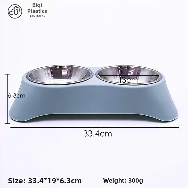 Dvigubas dubuo lemmikliams iš nerūdijančio plieno, integruotas dizainas, nepralaidus, tinka katėms ir šunims