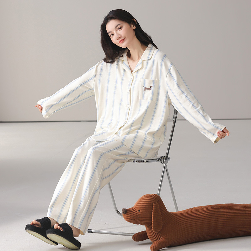 Puuvillane pijamaseade lapel-kardiganiga, pikad varrukad, 100% puuvill, keskmise paksusega 161–180 g/m², sügis 2025