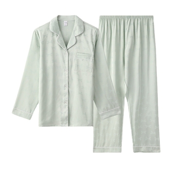 Set de pijamale din mătase artificială pentru femei, mâneci lungi, două piese, poliester