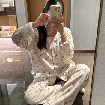 Naiste Derong akrüülist pižamakomplekt, ümmarguse kaelusega, pikad varrukad, püksid, keskmise paksusega