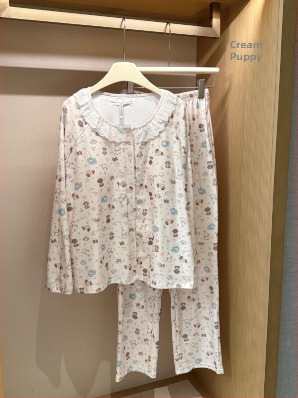 Naiste Derong akrüülist pižamakomplekt, ümmarguse kaelusega, pikad varrukad, püksid, keskmise paksusega