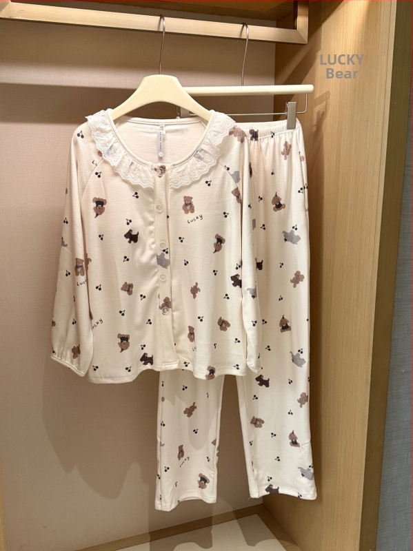 Naiste Derong akrüülist pižamakomplekt, ümmarguse kaelusega, pikad varrukad, püksid, keskmise paksusega