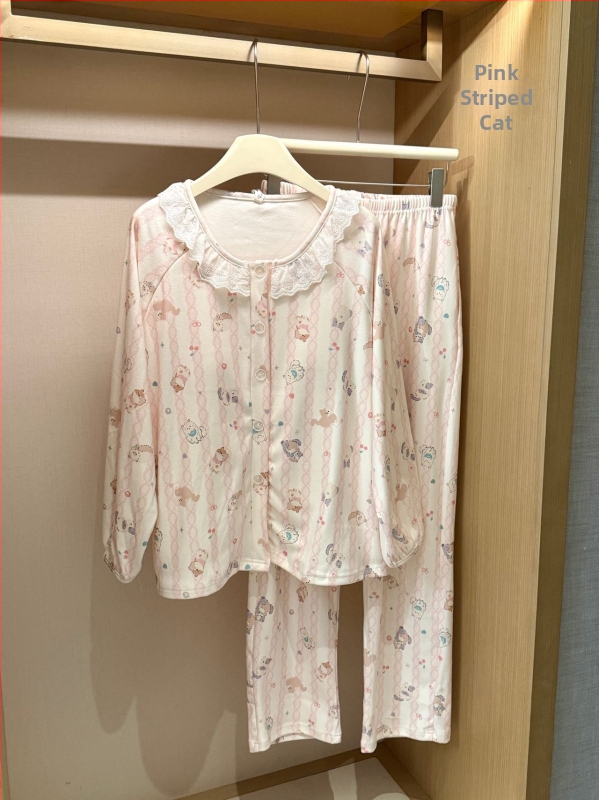 Naiste Derong akrüülist pižamakomplekt, ümmarguse kaelusega, pikad varrukad, püksid, keskmise paksusega