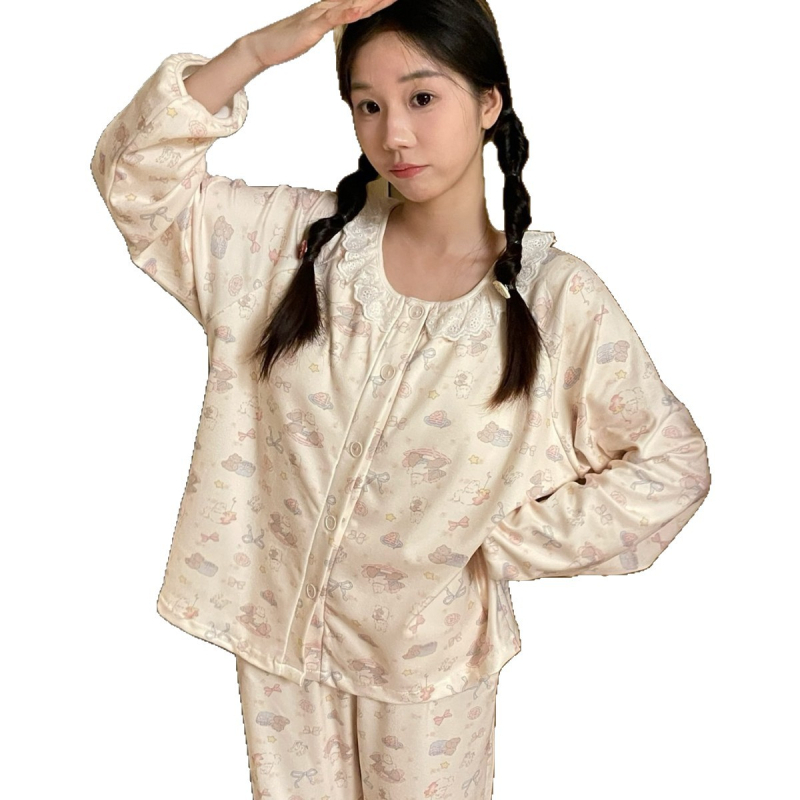 Naiste Derong akrüülist pižamakomplekt, ümmarguse kaelusega, pikad varrukad, püksid, keskmise paksusega