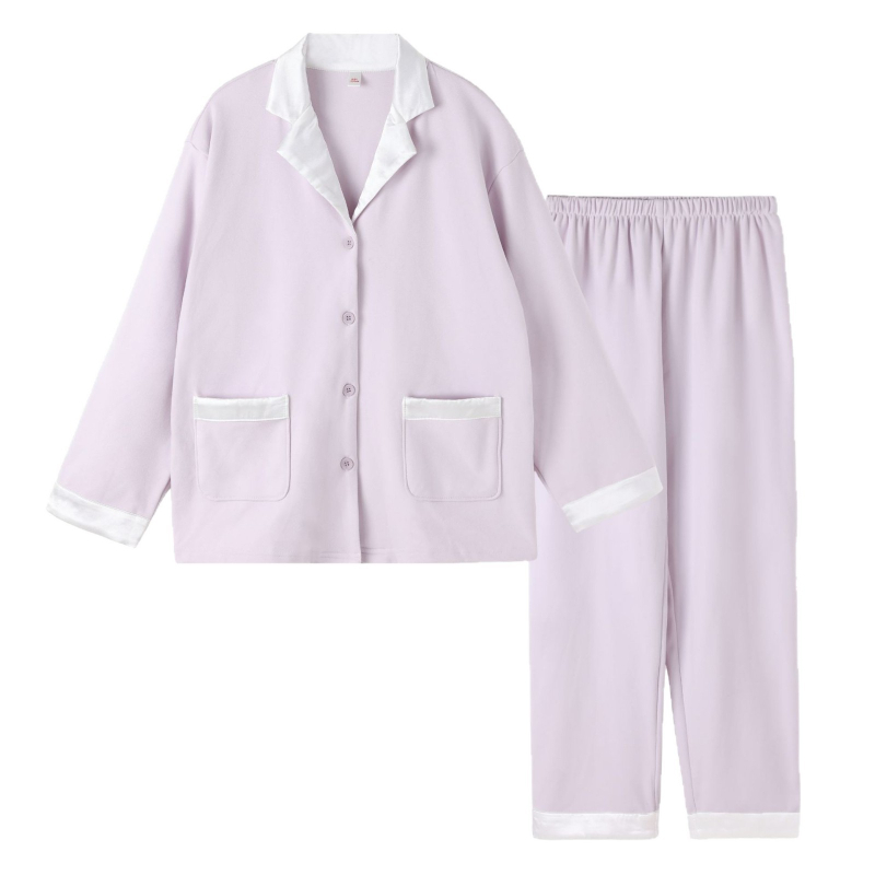 Naiste pijamasekett, Korea stiilis sügis-talv, lihtne ja mugav, Derong kangas, 90–95% polüester, 251–300 g/m², pikad varrukad