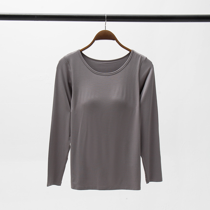 Naiste pidžaama-top ümmarguse kaela ja pikkade varrukatega, viskoosest kangast, paksusega 201–250 g/m², hingav ja mugav koduseks riietuseks