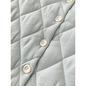 Pijama de damă din bumbac trei straturi, cu căptușeală de fleece – grosime de iarnă, guler păpușă, mâneci lungi