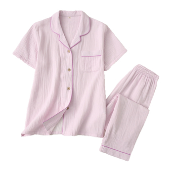 Otthoni pamut pizsama szett - 100% pamut, hosszú ujjú, nadrágos, egyszerű, hétköznapi stílus, közepes súlyú anyag (181-200 g/m²)