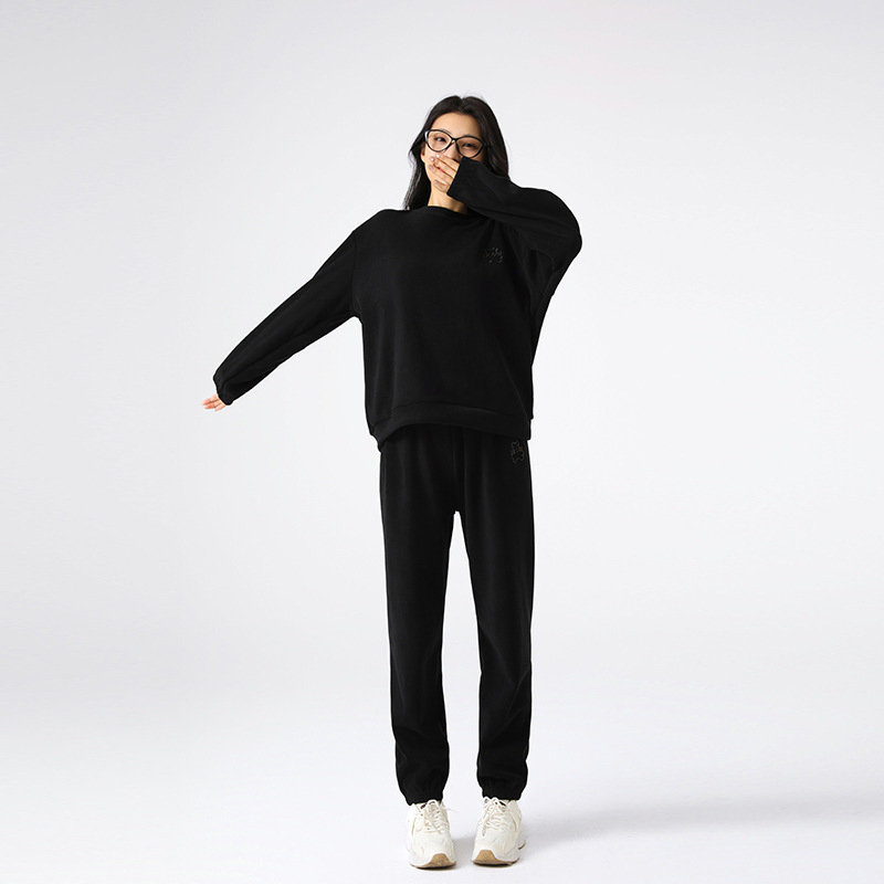 Ženski flis pidžama set, pulover s okruglim izrezom, dugi rukavi, fleece-podstava, 90–95% poliester