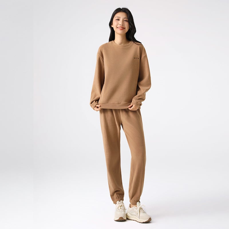 Ženski flis pidžama set, pulover s okruglim izrezom, dugi rukavi, fleece-podstava, 90–95% poliester