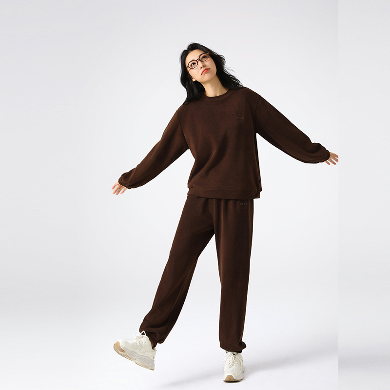 Ženski flis pidžama set, pulover s okruglim izrezom, dugi rukavi, fleece-podstava, 90–95% poliester