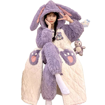 Ženske zimske pidžame s cardiganom od koralnog fleisa, debeli materijal, dugi rukavi