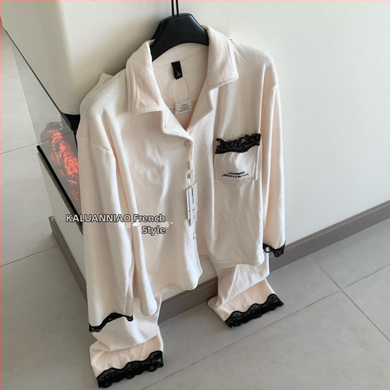 Island Velvet pidžaama komplekt prantsuse stiilis pitsiga, pikkade varrukatega, püksid