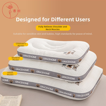 Vaikų kaklo palaikymo pagalvė, stačiakampė, aukštis 1-5 cm, svoris 0.55-1.0 kg, užpildas iš devynių angų pluošto, megztas branduolys