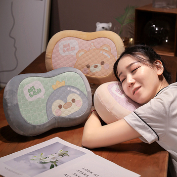 Atminties medvilninis kaklo pagalvė su ledo šilko užvalkalu, ovalo formos, ženklo Initial Floc, svoris iki 1 kg