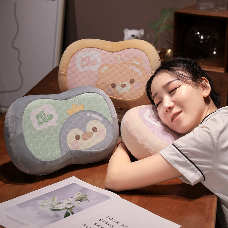 Atminties medvilninis kaklo pagalvė su ledo šilko užvalkalu, ovalo formos, ženklo Initial Floc, svoris iki 1 kg