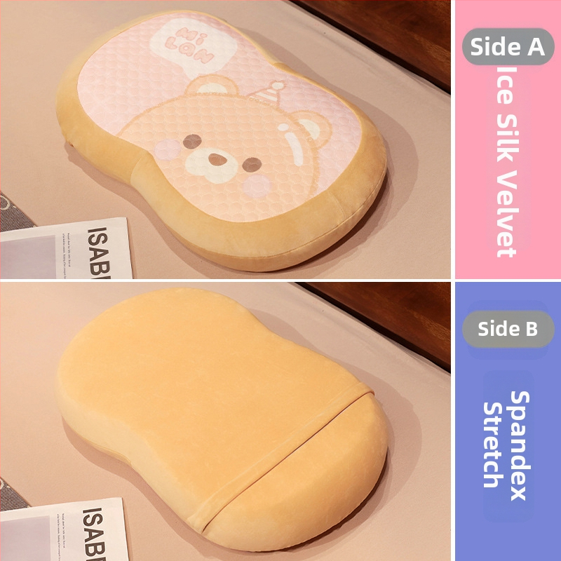 Atminties medvilninis kaklo pagalvė su ledo šilko užvalkalu, ovalo formos, ženklo Initial Floc, svoris iki 1 kg