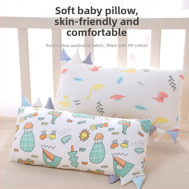 Vaikų pagalvė, stačiakampė, bambuko pluošto ir medvilnės branduolys, žemas profilis 1–5 cm, animacinio stiliaus