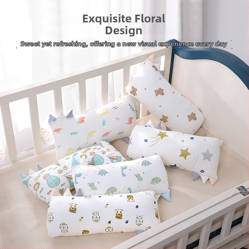 Bērnu spilvens, taisnstūra formā, bambusa šķiedras un kokvilnas kodols, zems profils 1–5 cm, karikatūru stils