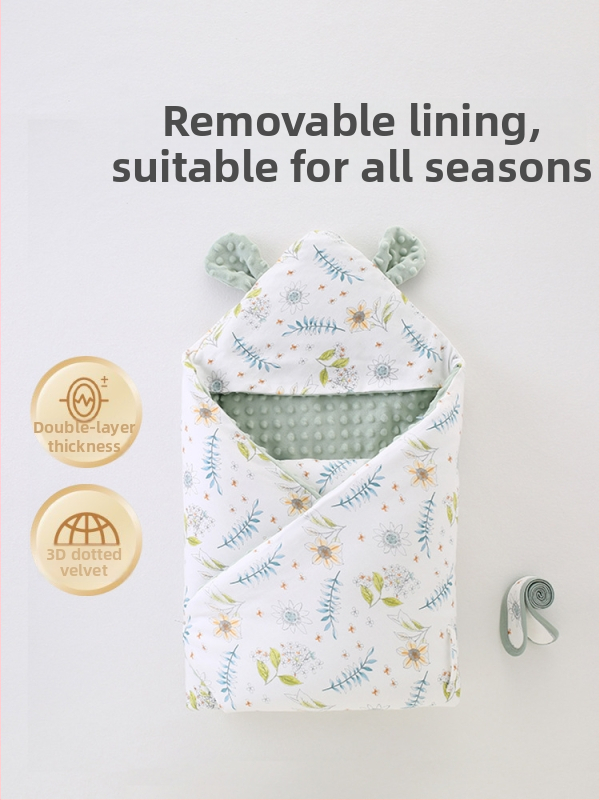 Beebihug-pleed 100% puuvillast, täidis keemiliste kiududega, karikatuurimuster, vastsündinutele, kogu hooajaks