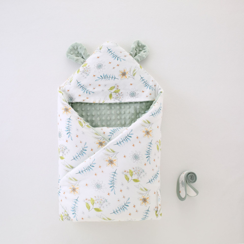 Beebihug-pleed 100% puuvillast, täidis keemiliste kiududega, karikatuurimuster, vastsündinutele, kogu hooajaks