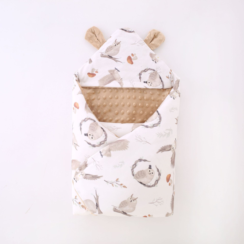 Beebihug-pleed 100% puuvillast, täidis keemiliste kiududega, karikatuurimuster, vastsündinutele, kogu hooajaks