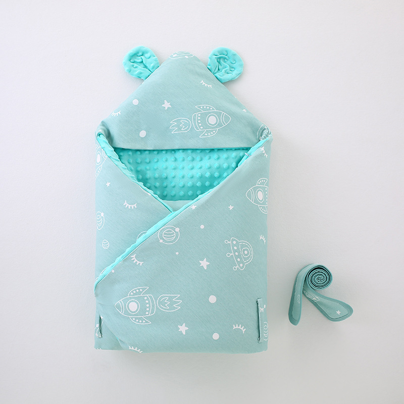 Beebihug-pleed 100% puuvillast, täidis keemiliste kiududega, karikatuurimuster, vastsündinutele, kogu hooajaks