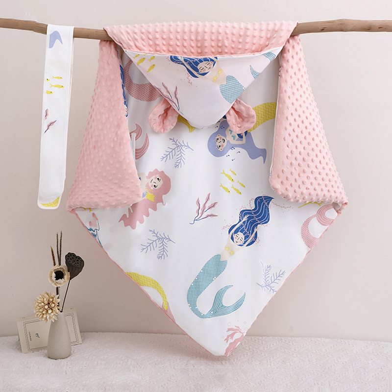 Beebihug-pleed 100% puuvillast, täidis keemiliste kiududega, karikatuurimuster, vastsündinutele, kogu hooajaks