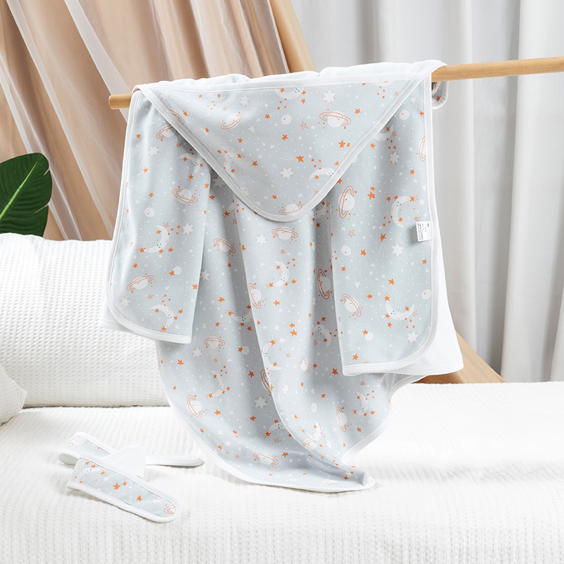 Dječja zavezna deka od čiste pamuka, karikatura uzorak, sigurnosna razina A, za bebe i malu djecu (1–3 godine), pogodna za proljeće, jesen i zimu