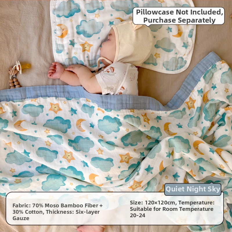 Deka pre bábätká — 70% bambusové vlákno, 30% bavlna; motív zvierat/karikatúra; celoročné použitie; vhodné pre dojčatá a batoľatá (1–3 roky); bezpečnostná trieda A.