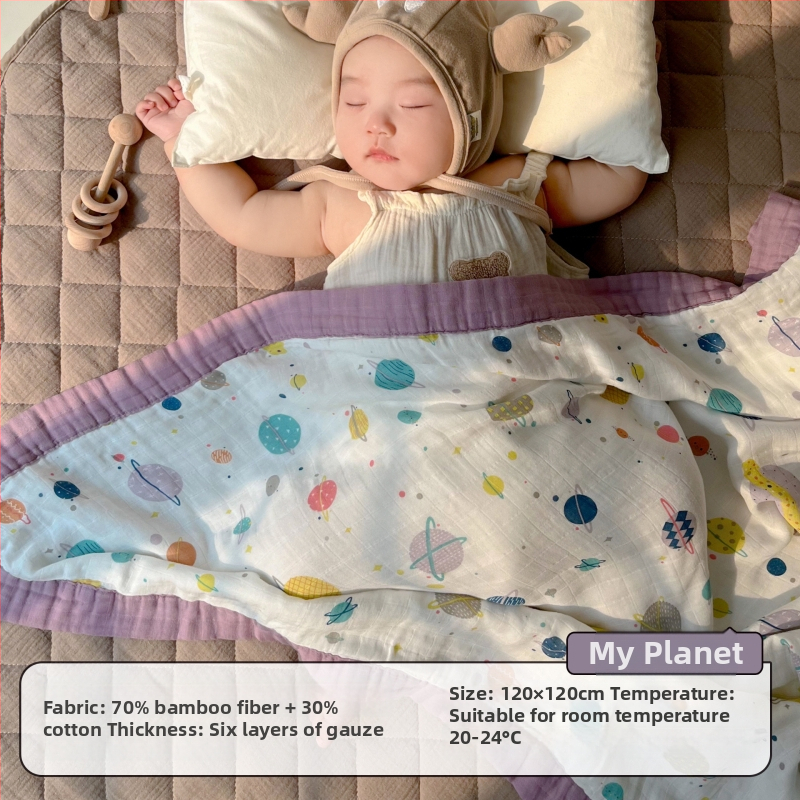 Deka za bebe — 70% vlakana bambusa, 30% pamuka; motiv životinja/crtić; za sve sezone; pogodno za bebe i djecu uzrasta 1–3 godine; sigurnosna razina A.