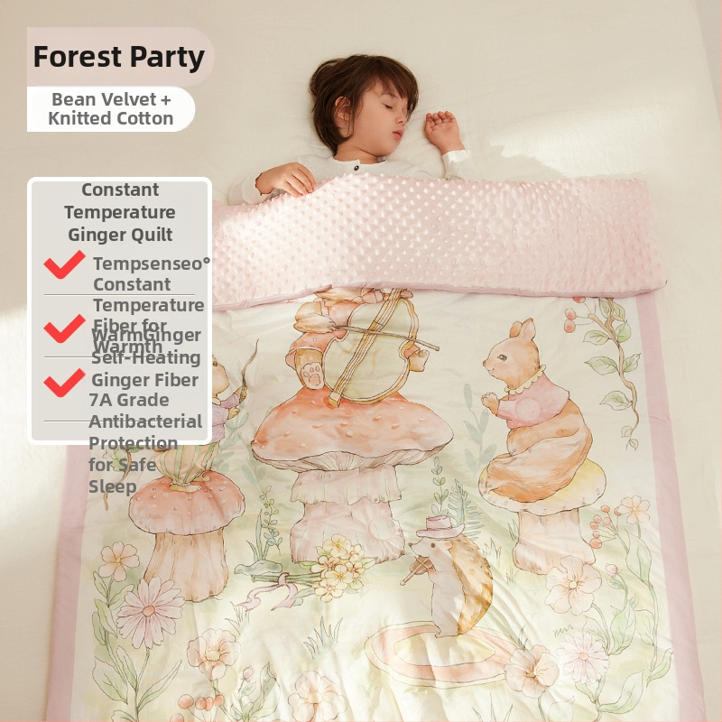 Kūdiklių pledas su poliesterio užpildais, megzta medvilnė audinys, svoris 0,55–1,0 kg, pavasario ir rudens sezonoms, tinkamas 1–2 metų vaikams