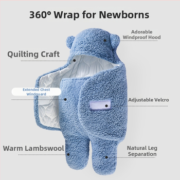 Beebide swaddling tekk lammasvillast, sügis-talviselt paksem, polüestri täidis, ühevärviline, laos